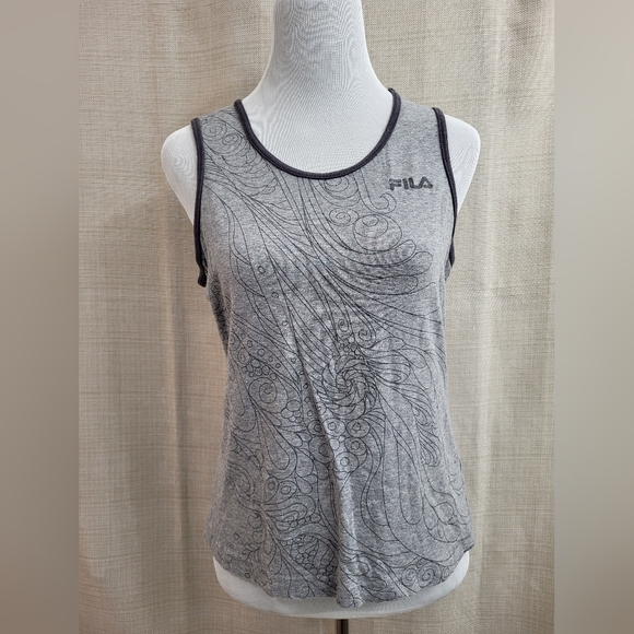 Fila Tops - FILA SPORT Women’s Athletic Tank Top Gray Floral Spiral Yoga Stretch Size Medium